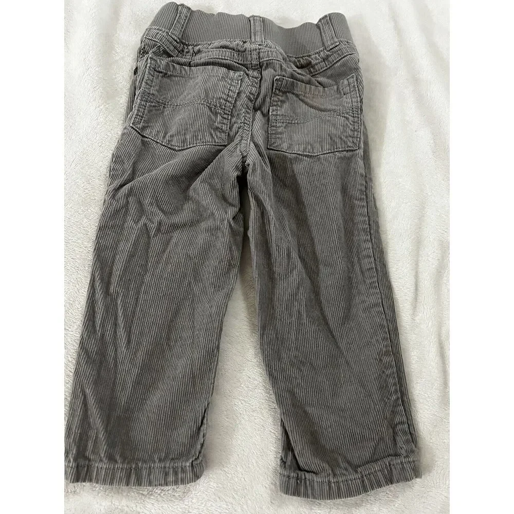 Gymboree Boys‎ Corduroy Pants Size 18-24 Months Gray Elastic Waist Grey